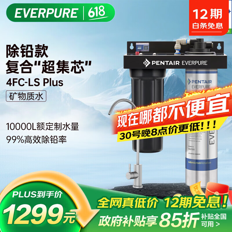 �����֣�Everpure���߶˳��� �ֹ���Ǧֱ��������ˮ 4.1L/min ������0��ˮ��ˮ�� 10000L���ˮ��Combo-4FC-LS-plus 1060.94Ԫ(������)