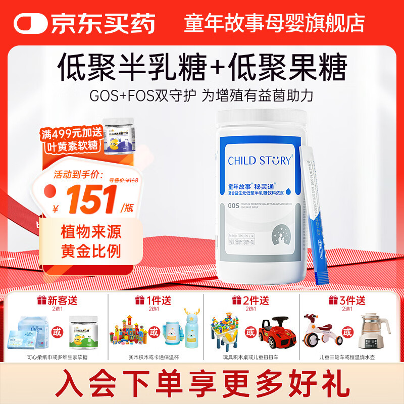童年故事Child Story秘灵通低聚半乳糖复合益生元低聚果糖GOS+FOS儿童糖浆 168ml( 12ml*14袋 )