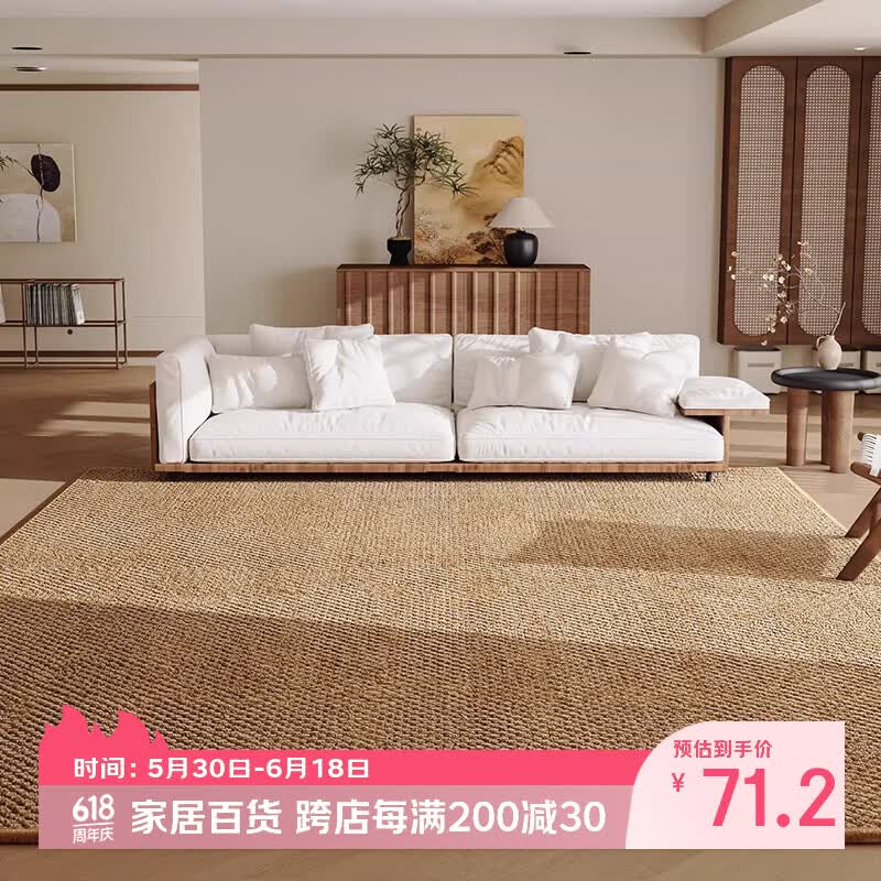 KAYE地毯客厅轻奢高级感卧室床边毯沙发茶几毯子仿剑麻大尺寸满铺地垫 BLQ-K仿剑麻-轻奢麻驼 80X160cm