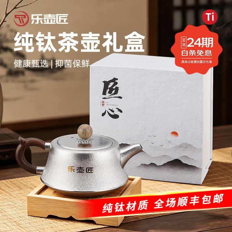 LEHUJIANG纯钛泡茶壶2026新款茶壶泡茶户外功夫茶壶茶水小茶壶冲茶斗笠单壶 TA1纯钛斗笠壶-300ml