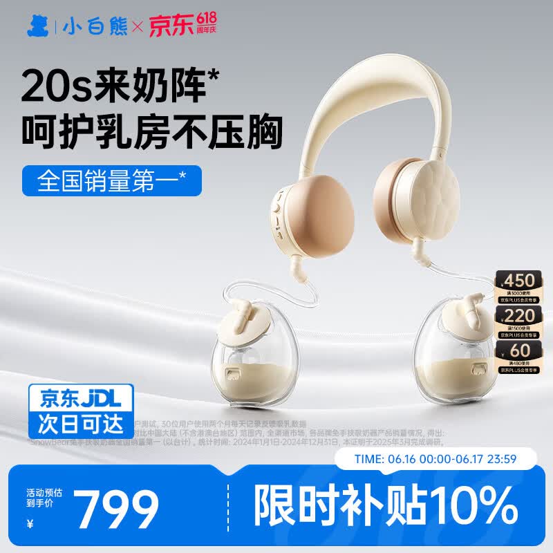 小白熊电动吸奶器 免手扶双边全自动便携挂脖式 双边挤奶器Z2