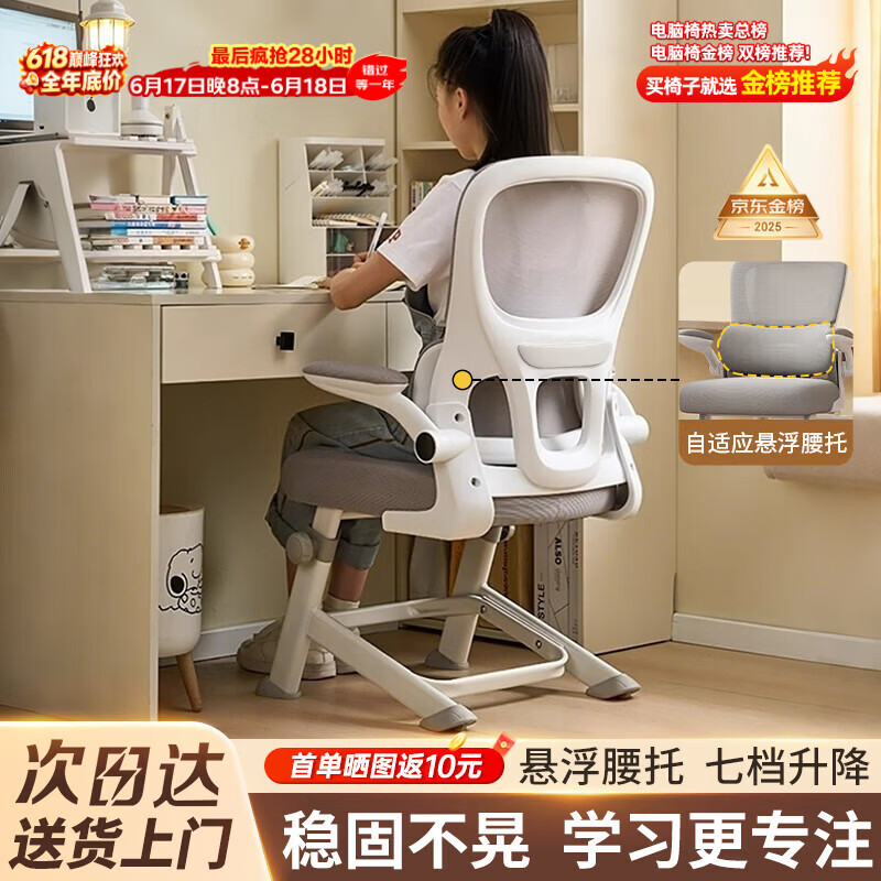全品屋电脑椅学习椅办公椅人体工学椅学生椅撑腰椅子转椅电竞椅可升降