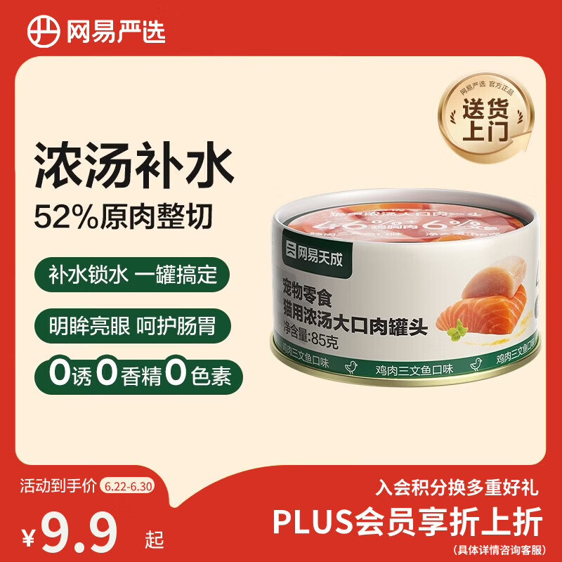 网易严选猫湿粮宠物零食浓汤大口肉罐头 鸡肉+三文鱼85g 试吃装