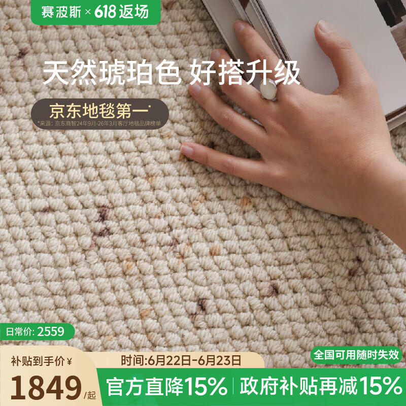 赛波斯大宅标配耐脏宝藏羊毛客厅地毯极简轻奢高级感卧室茶几毯青山美宿 琥珀-大宅 200cm*350cm （适合3~3.5米沙发）
