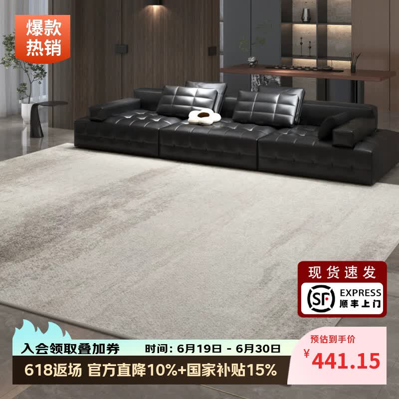 像素地毯客厅轻奢高级免洗可擦2026新款意式极简卧室地垫家用防水防污 泊雾-22312 200cm*300cm 【隔音隔凉|适合3人或L型沙发】