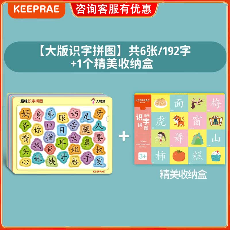 亲睿幼儿2-6岁儿童玩具汉字学习认知卡男孩女孩生日礼物 趣味识字拼图
