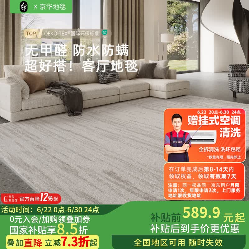 京华地毯客厅卧室2026新款免洗可擦轻奢高级感家用大面积地垫子2*3M