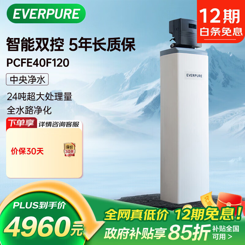 爱惠浦（Everpure）全屋中央净水器  家用全屋电子控制净水机 1.5吨/小时 24吨大通量过滤器 PCFE40F120