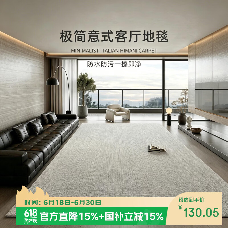 鸿荔达地毯客厅意式极简2026新款防水卧室免洗可擦轻奢高级沙发家用地垫 圈绒-奈尔-透气款 140×200cm【2人沙发通用升级加厚 0甲醛】