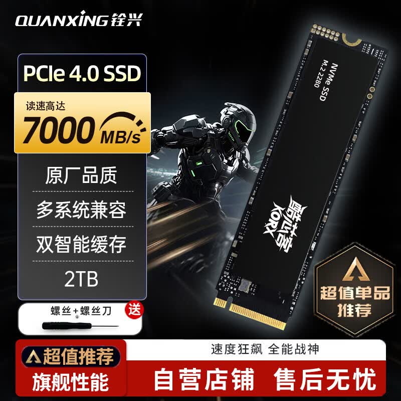 铨兴（QUANXING）酷芯客 2TB SSD固态硬盘 AI PC存储配件 M.2接口 2280（NVME协议）PCIe4.0 读速7400MB/s P402