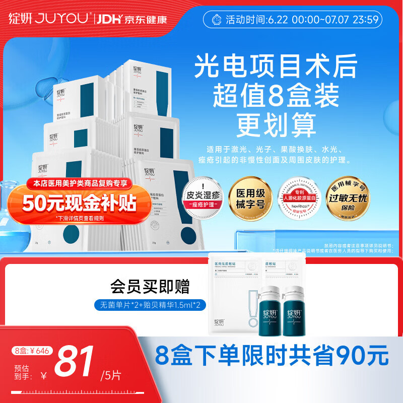 绽妍重组胶原蛋白修护敷料Ⅱ型:25g*5片8盒医美术后医用面膜