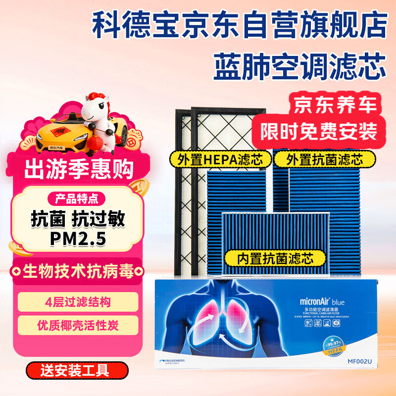 科德宝蓝肺空调滤芯内置外置HEPA适用特斯拉Y毛豆MODEL Y 6片全套