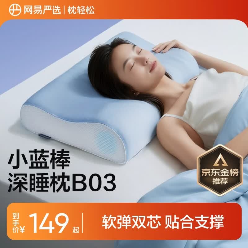 网易严选B03小蓝棒记忆枕头护颈椎枕记忆棉助眠枕A类慢回弹抗菌 8/10cm