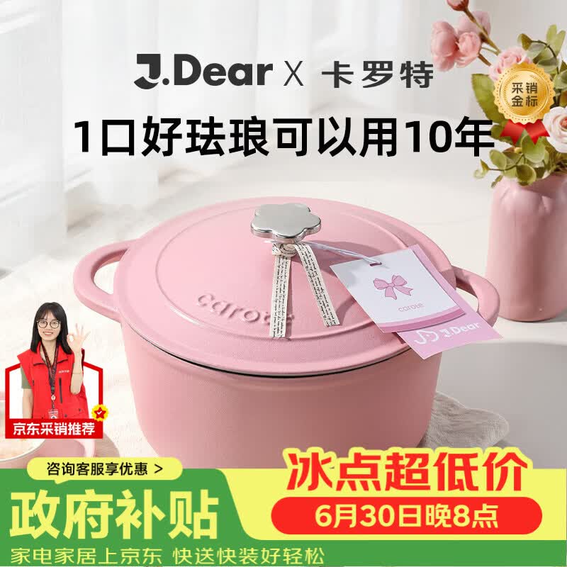 卡罗特铸铁锅家用砂锅炖锅煲汤锅JDear京东联名海外款珐琅锅 24cm