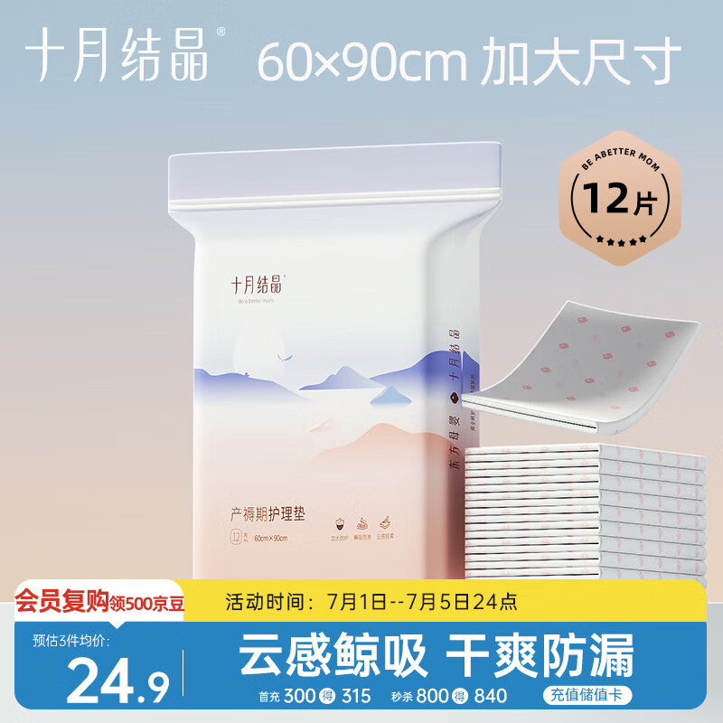 十月结晶产褥垫孕产妇护理垫成人婴儿老人一次性隔尿床单大号12片60*90cm