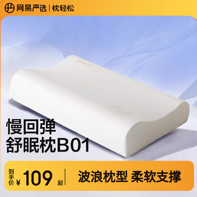 网易严选记忆棉学生宿舍枕波浪枕头枕芯B01航空系列慢回弹双区呵护颈椎 【B01成人款中枕】60*40*8/10