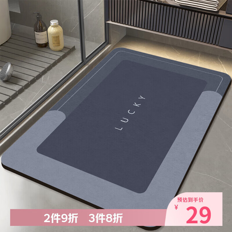 布迪思浴室地垫吸水入户厨房卫生间厕所进门口防滑脚垫家用垫子60*40CM