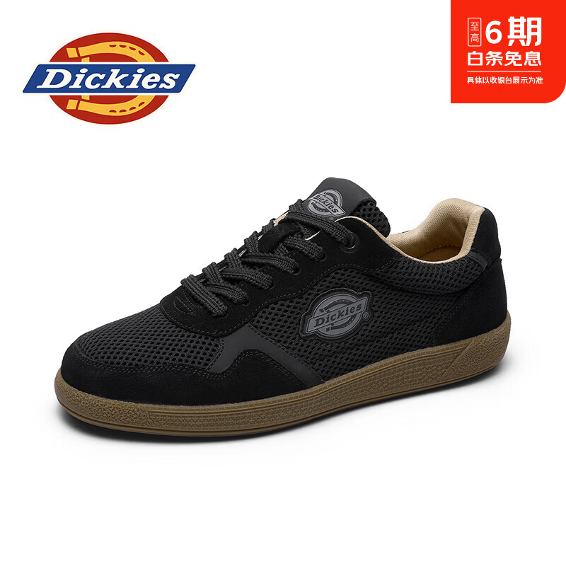 Dickies品牌男鞋2026夏季新款网面透气百搭休闲板鞋防滑耐磨减震小白鞋男 黑色 42