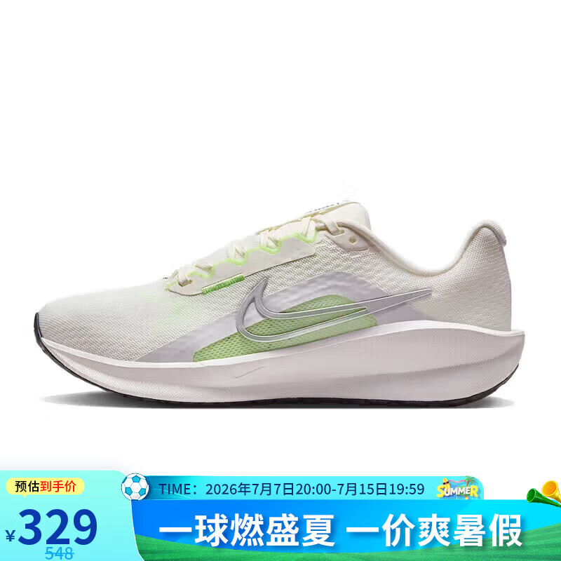 耐克NIKE女跑步鞋减震透气 DOWNSHIFTER 13运动鞋FD6476-106白绿37.5
