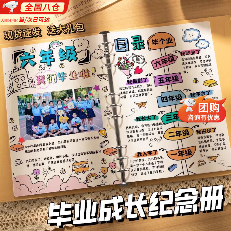 LCWJ成长纪念册六年级diy同学录毕业季留言册小学生活页空白本子情侣男女生照片制作相册回忆录送礼物 【B5款加厚牛皮壳】白卡内页30张+送DIY配件