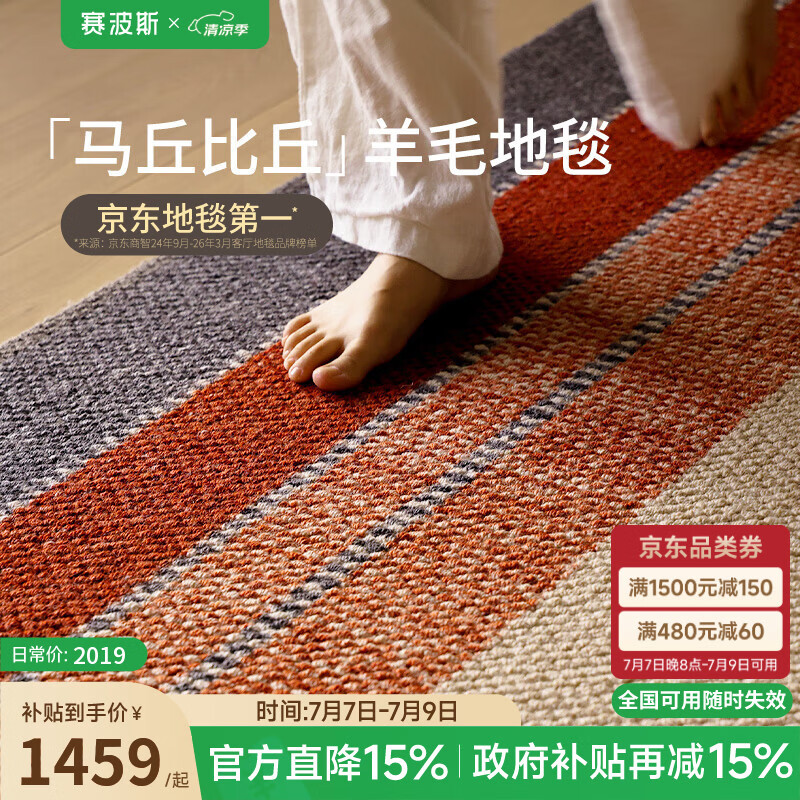 赛波斯马丘比丘进口羊毛地毯客厅中古风沙发茶几垫卧室2026新款2X2.9M