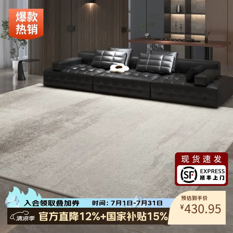 像素地毯客厅轻奢高级免洗可擦2026新款意式极简卧室地垫家用防水防污 泊雾-22312 200cm*300cm 【隔音隔凉|适合3人或L型沙发】