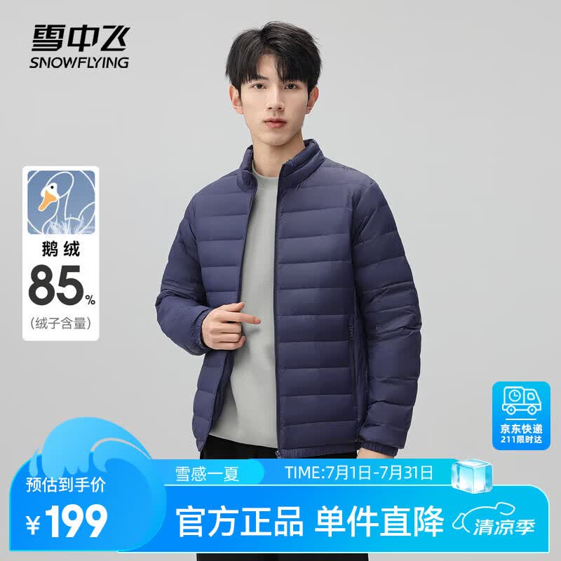 雪中飞26新款男士鹅绒羽绒服立领短款轻盈舒适通勤休闲百搭