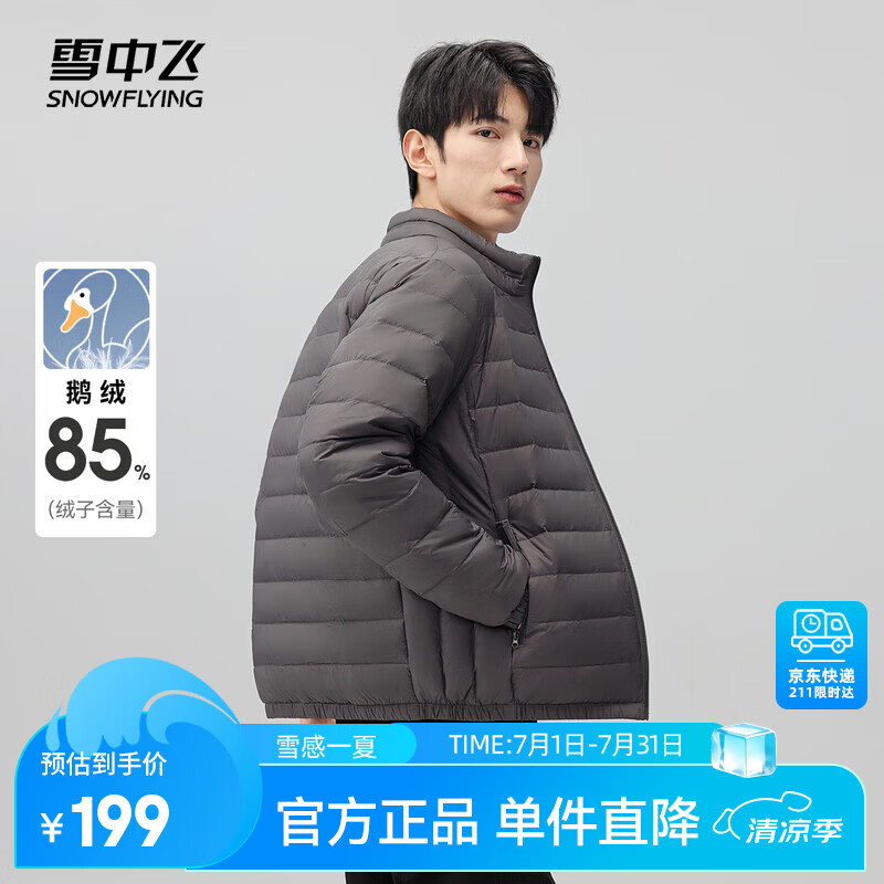 雪中飞26新款男士鹅绒羽绒服立领短款轻盈舒适通勤休闲百搭