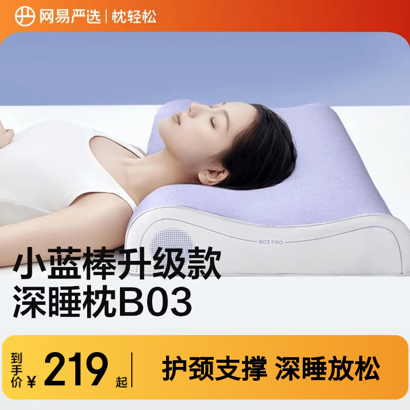 网易严选B03小蓝棒深睡记忆枕头护颈助眠送礼A类慢回弹抗菌Pro60*42*10cm