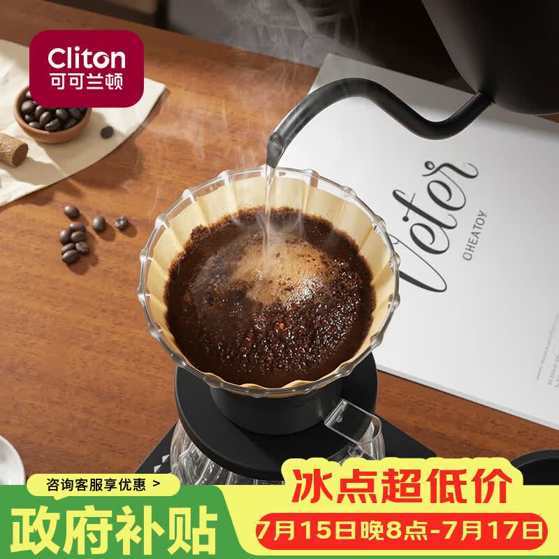 CLITON聪明杯手冲咖啡滤杯滴漏式分享壶家用咖啡壶过滤网过滤器1-4人份