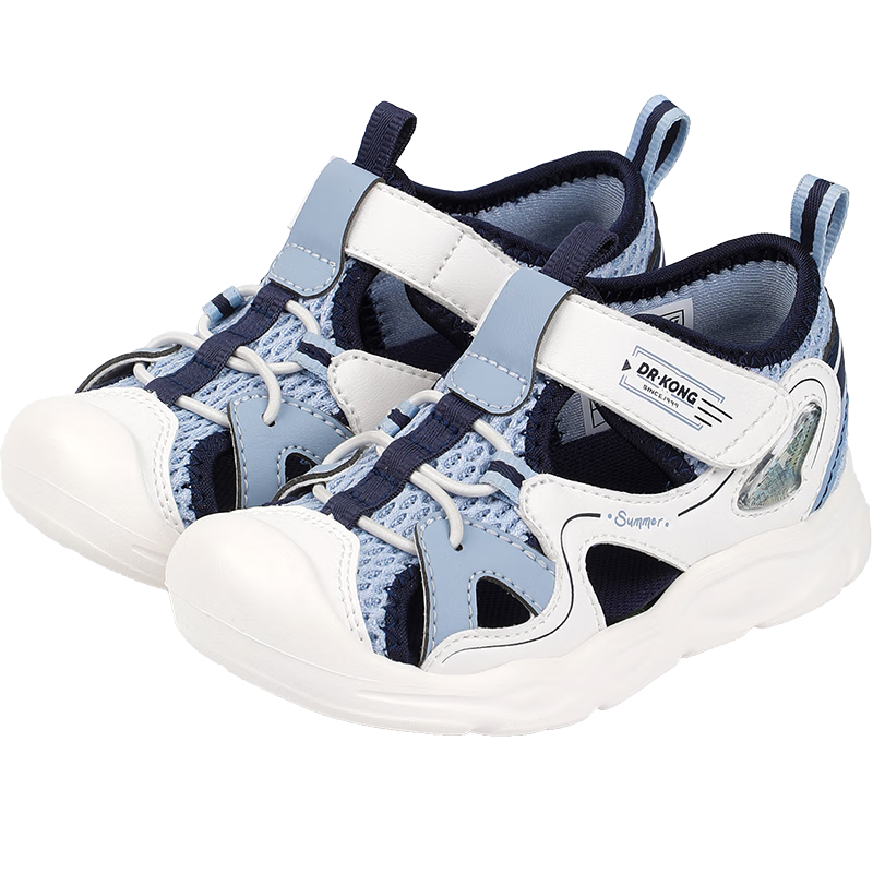 江博士夏季男女童舒適潮流寶寶學(xué)步鞋透氣幼兒童鞋 休閑兒童涼鞋 米/藍(lán) 25 腳長(zhǎng)約15.2-15.7