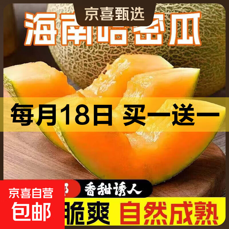 海南哈密瓜  脆甜多汁软糯香甜蜜西州密瓜 新鲜采摘应季生鲜水果 海南哈密瓜带箱5-6斤（2-3个）
