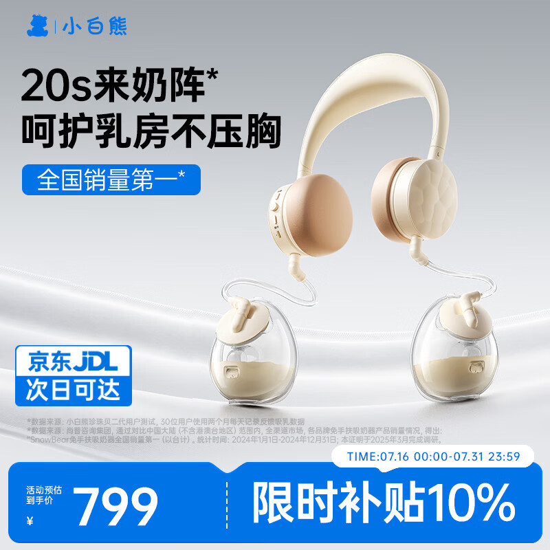 小白熊电动吸奶器 免手扶双边全自动便携挂脖式 双边挤奶器Z2