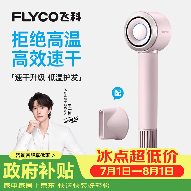 飞科（FLYCO）【王一博推荐】高速电吹风机 节日礼物家用便携出行必备速干负离子护发吹风筒FH6371钻石粉