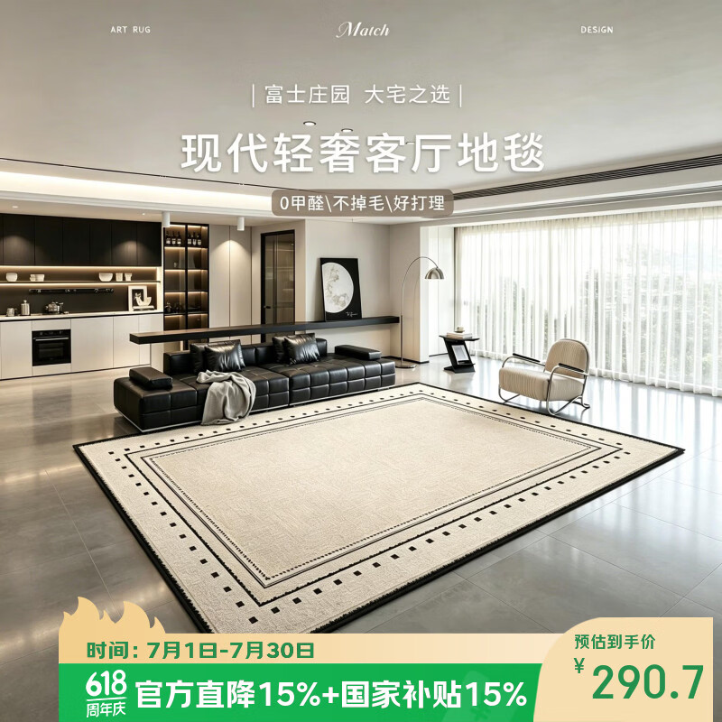 鸿荔达地毯客厅2026新款免洗可擦轻奢高级感现代简约免打理防水沙发地垫 S仿羊绒-玛丽雪 200×300Cm【热销推荐尺寸】