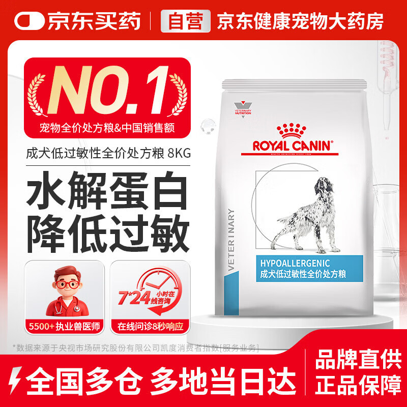 皇家处方狗粮成犬呵护皮肤健康低过敏性全价狗粮DR21-8kg配方粮