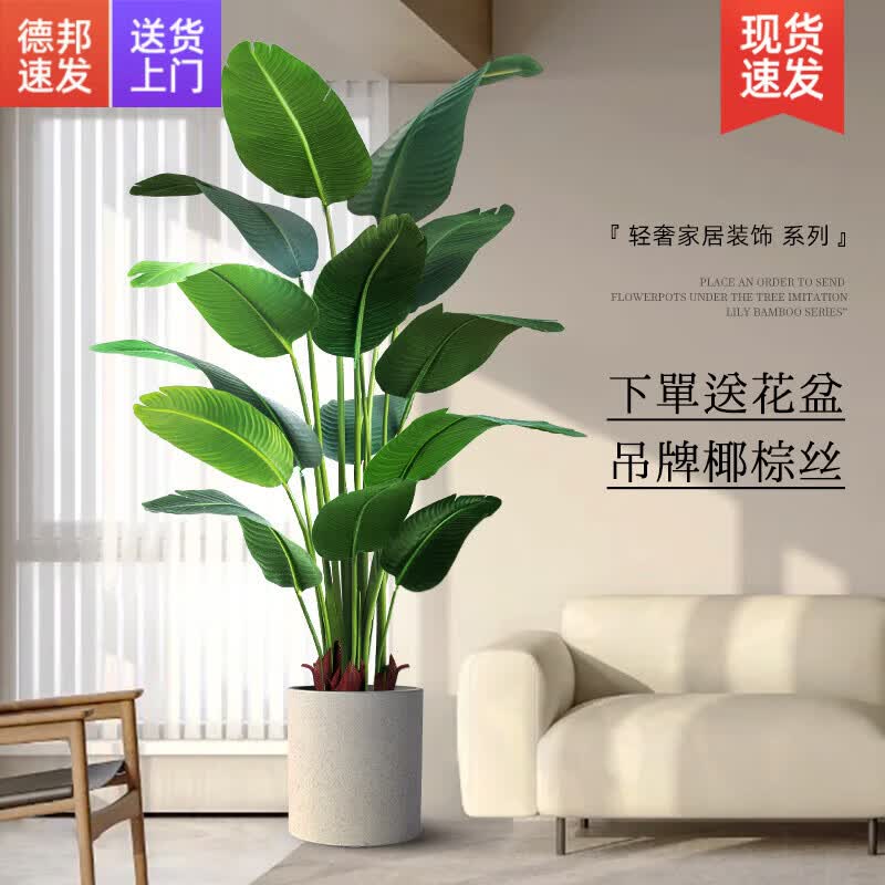 未欧天堂鸟假绿植仿真植物落地盆栽室内大型仿生树装饰仿真花客厅摆件 1.8米天堂鸟+圆盆2选1