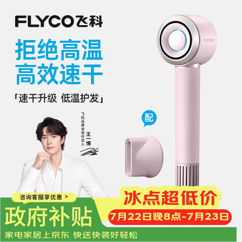 飞科（FLYCO）【王一博推荐】高速电吹风机 节日礼物家用便携出行必备速干负离子护发吹风筒FH6371钻石粉