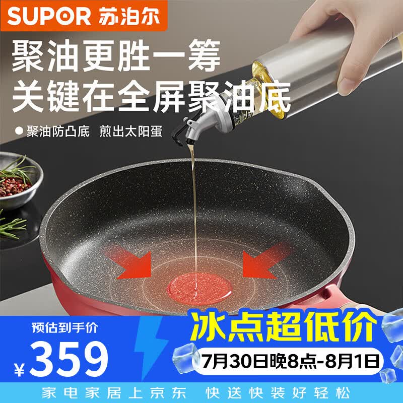 苏泊尔（SUPOR）煎锅不粘锅平底锅火红点有钛家用聚油煎蛋煎牛排电磁炉燃气通用