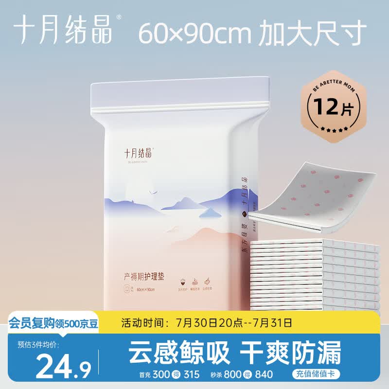 十月结晶产褥垫孕产妇护理垫成人婴儿老人一次性隔尿床单大号12片60*90cm