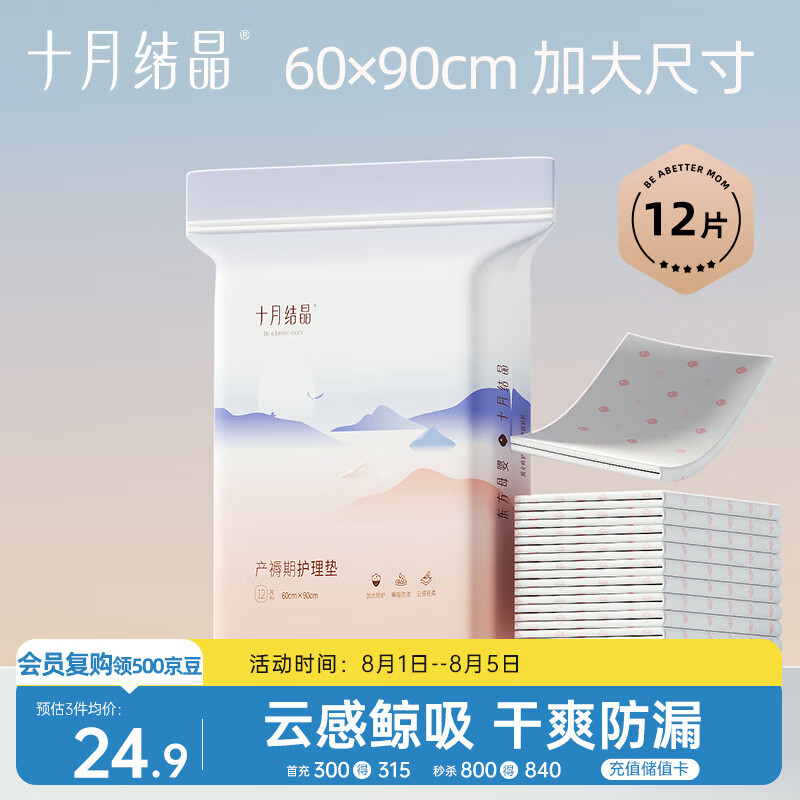 十月结晶产褥垫孕产妇护理垫成人婴儿老人一次性隔尿床单大号12片60*90cm