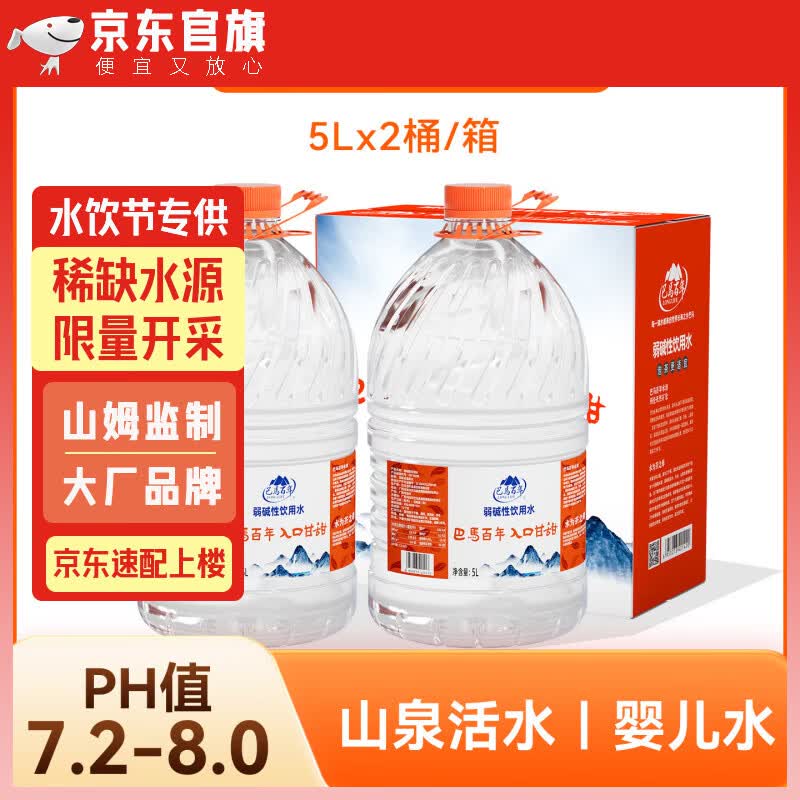 LONGLIFE婴幼儿喝水孕妇补水儿童宝宝饮水高品质自涌活泉泡茶水巴马桶装水 冲奶咖啡5L2桶