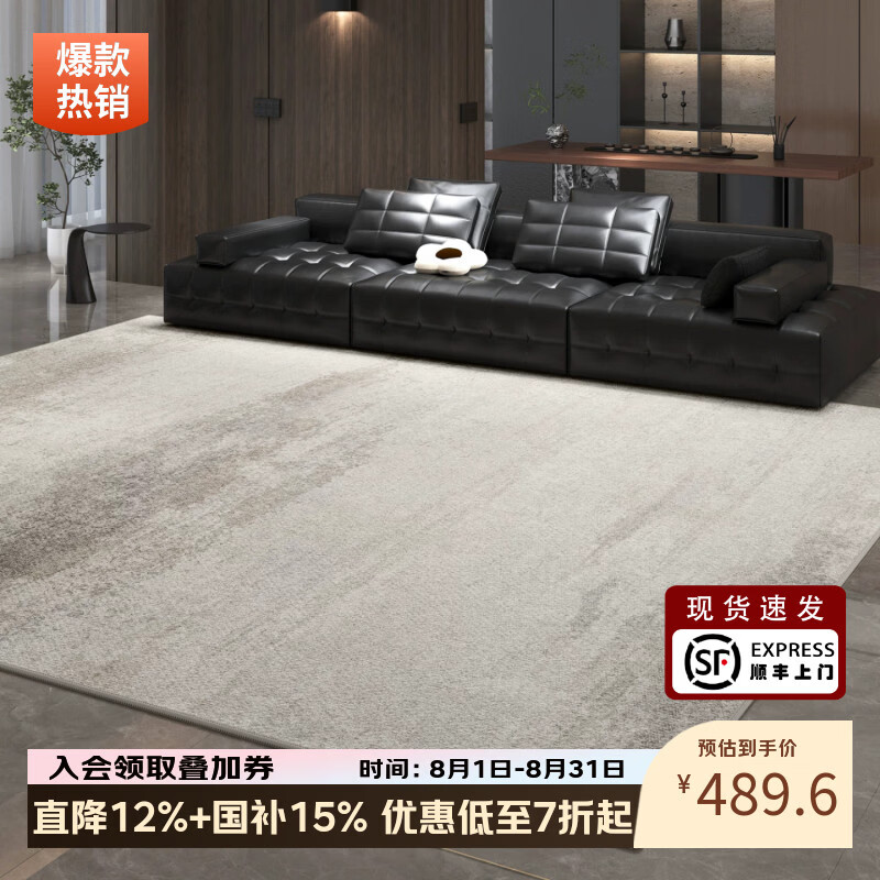 像素地毯客厅轻奢高级免洗可擦2026新款意式极简卧室地垫家用防水防污 泊雾-22312 200cm*340cm 【提升幸福面积|适合4人或L型沙发】