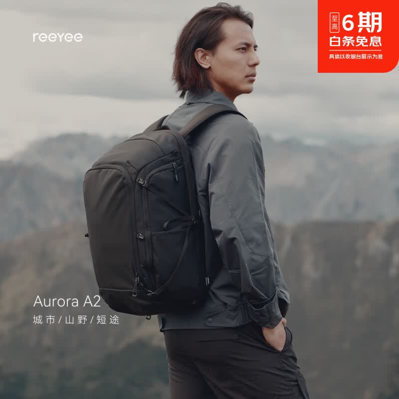 REEYEE男士大容量双肩包商务出差旅行包多功能耐磨背包通勤防水电脑书包 典雅黑
