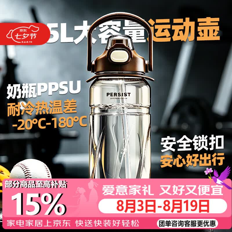 希乐（cille）PPSU运动水杯男女学生户外健身大容量耐高温加厚双饮便携水壶耐摔
