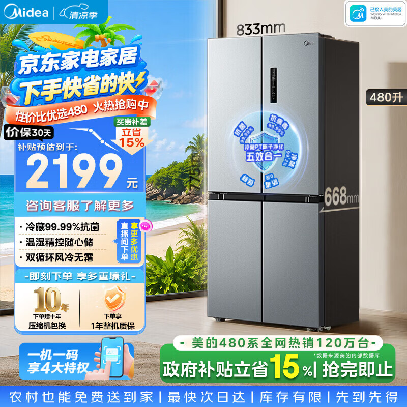 容声旗舰店冰箱以旧换新 2547.9元，美的自营冰箱以旧换新 0.95元 - 86线报