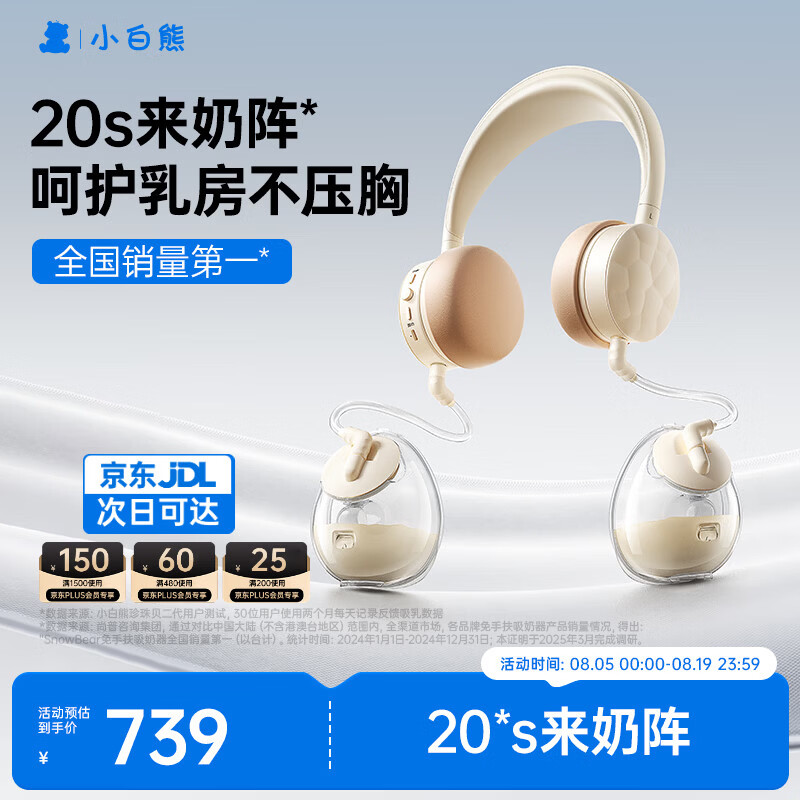 小白熊电动吸奶器 免手扶双边全自动便携挂脖式 双边挤奶器Z2