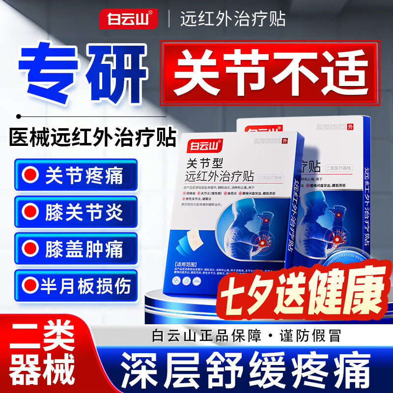 白云山关节贴膝盖贴膝盖积液关节炎滑膜炎专用膏贴半月板损伤修复腱鞘炎 6贴*2盒 改善装【轻度关节问题】 白云山正品保障&膏贴行业TOP