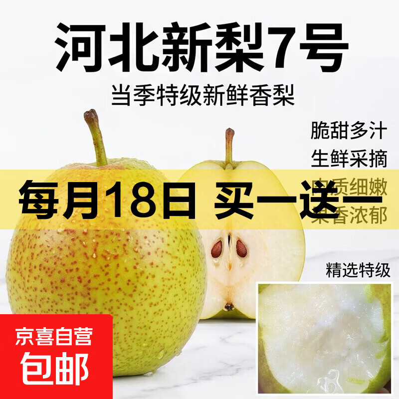 Bug价买1赠1！4元到手正宗河北新梨2斤，自营品质放心冲