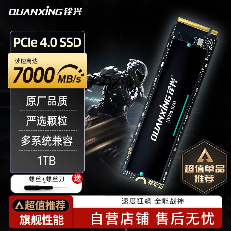 铨兴（QUANXING）1TB SSD固态硬盘 AI PC存储配件 M.2接口 2280（NVME协议）PCIe4.0 读速7000MB/s N700